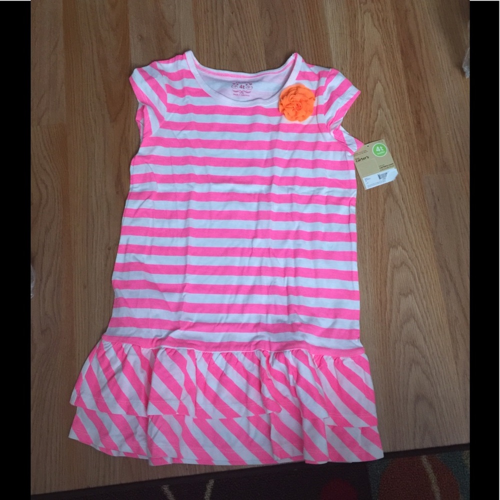 White and pink stripe sleeveless dress for kids 😊